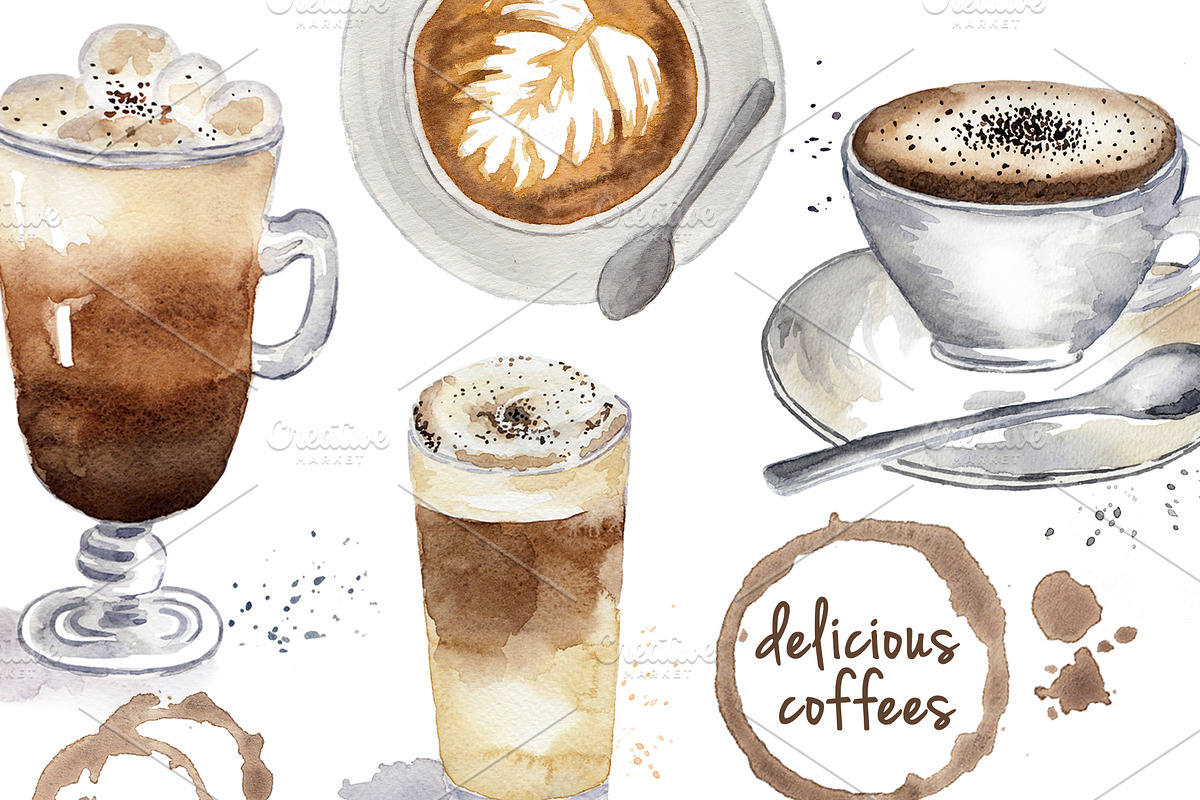 Watercolo Breakfast - Coffee Time, a Food Illustration by MaraquelaStudio (Photo 5 of 7)