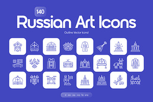Russian Outline Icons Set, an Outline Icon by Prosymbols