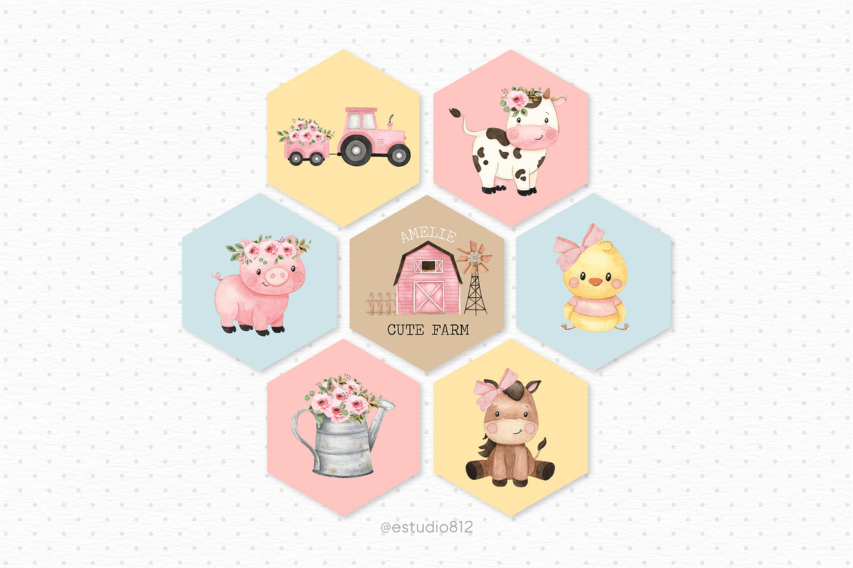 Cute Farm - Candy Color, an Animal Illustration by Estudio 812 (Photo 6 of 7)