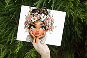 Whimsical Girl Peeking Clipart, an Illustration by Libby Wishes (Thumbnail 2 of 7)