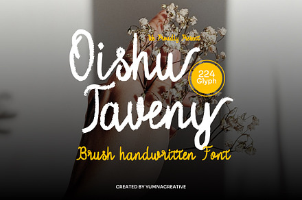 Oishu Taveny -Brush Handwritten Font, a Handwritten Font by Dhabee