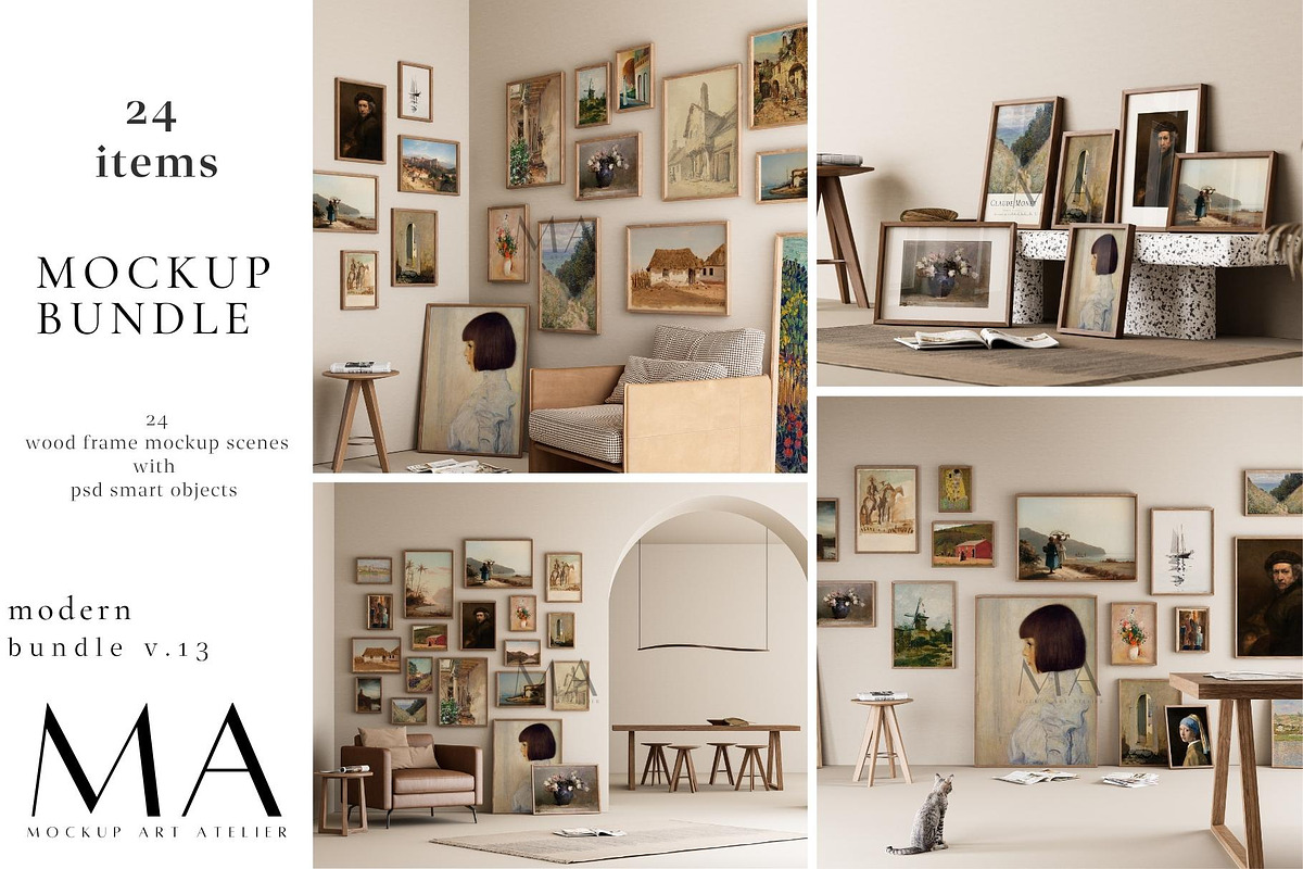 24 Vintage Frame Mockup Bundle, a Household Mockup by Mockup Art Atelier (Photo 1 of 28)