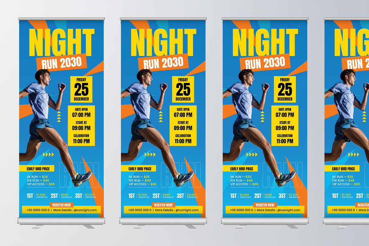 Night Run Roll Up Banner, a Poster Template by Annora Studio (Photo 4 of 6)