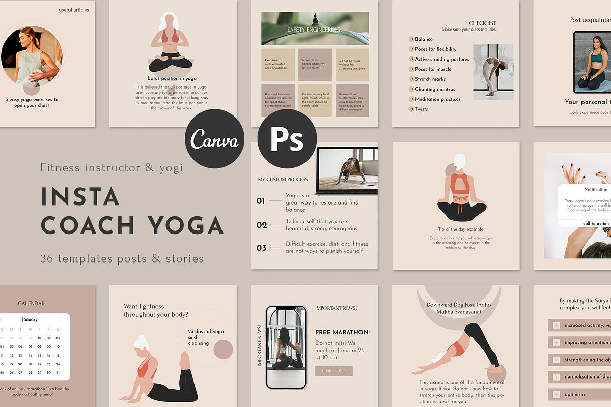 Instagram Templates for Coach, a Social Media Template by Lafnaeri