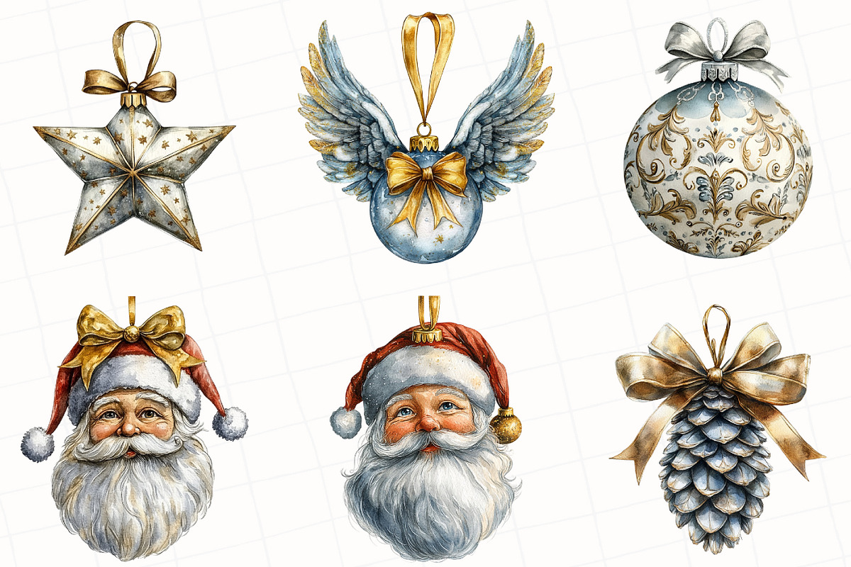 Cute Christmas Ornaments Clipart, an Illustration by OK Design (Photo 2 of 5)