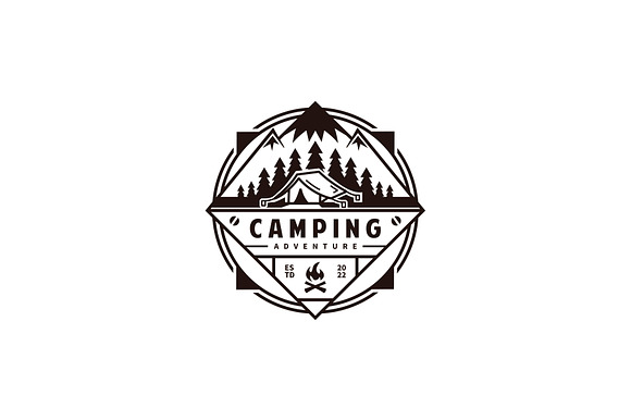Camping Logo Design With Mountain
