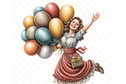 Balloon girl Clipart JPG, a Person Illustration by Memories By Lea (Thumbnail 10 of 18)