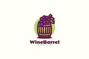 Wine Barrel Simple Mascot Logo, a Branding & Logo Template by Artnivora.Std