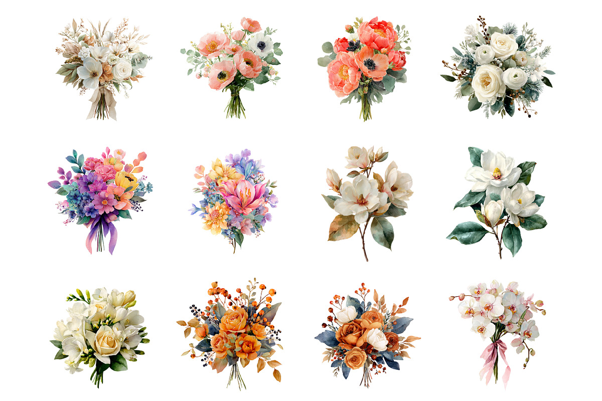 Wedding Flower Bouquet Clipart, an Illustration by Design Market (Photo 3 of 4)