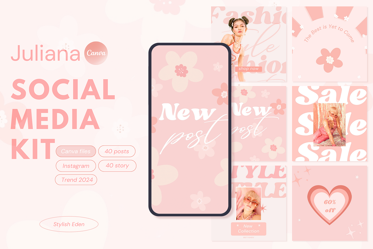Juliana Social Media Kit Canva, a Social Media Template by ElladesignCo (Photo 1 of 8)