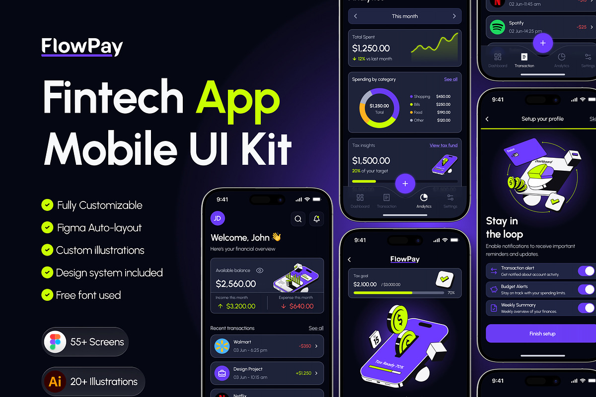Finance App UI Kit, an UI Kit Template by Creative Graphics (Photo 1 of 8)