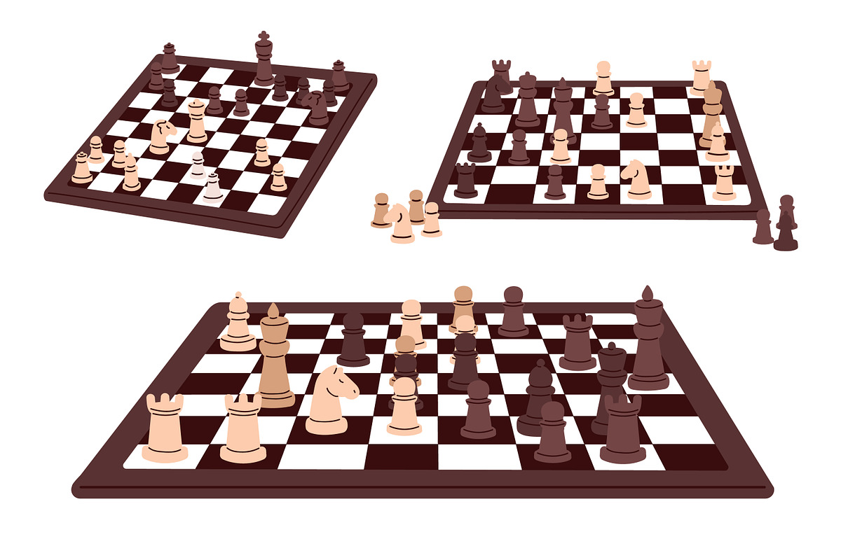 Chessboards with pieces. Chess game, an Object Illustration by Good Studio (Photo 1 of 4)