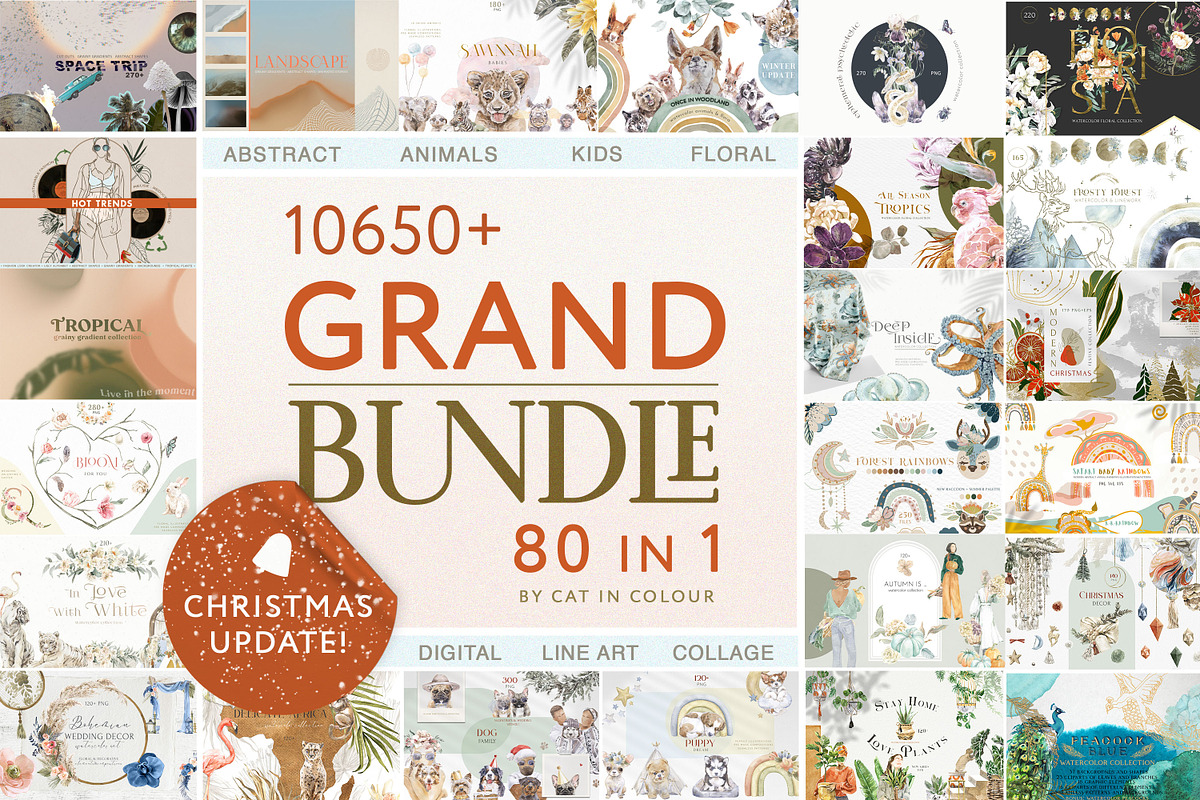 GRAND BUNDLE Graphics 80 in 1_10650+, an Animal Illustration by Cat In Colour (Photo 1 of 36)