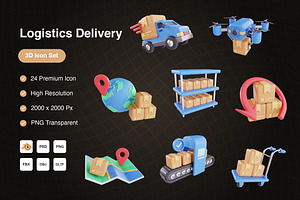 Logistics 3D Icons Set, an Object 3D Model by Kmg Design