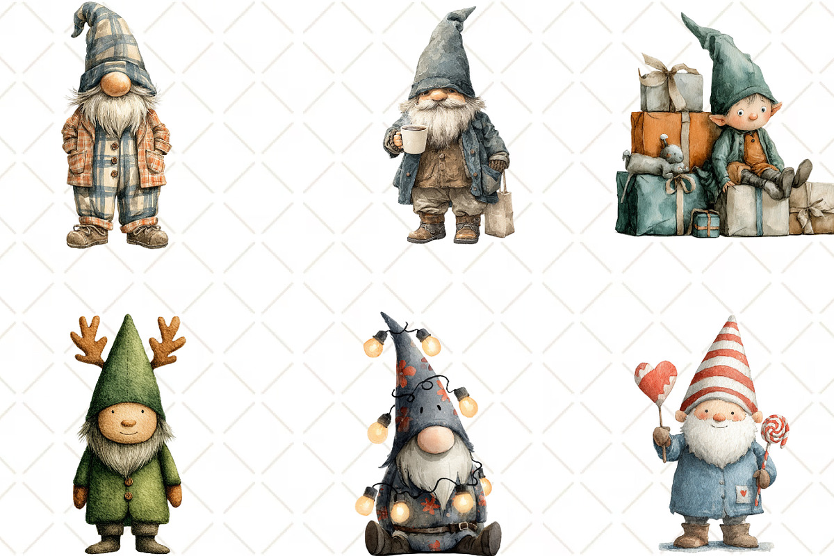 Cute Christmas Baby Gnome Clipart, an Illustration by Black Bird Studio (Photo 2 of 6)