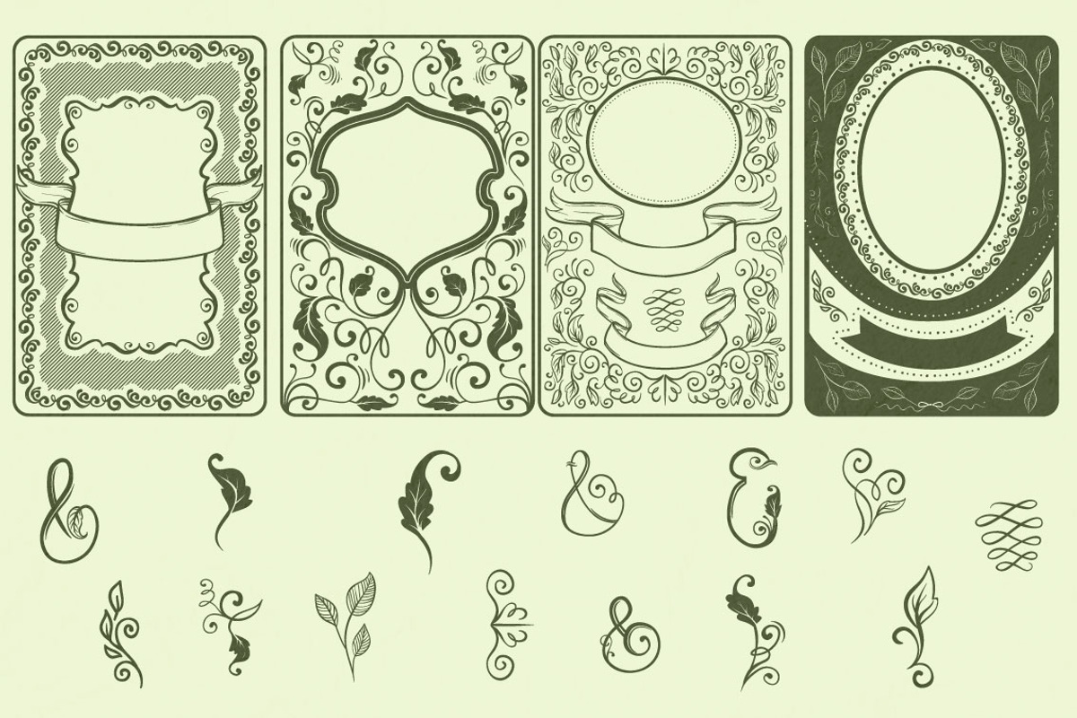 Vintage Bundle- 250 vector elements, an Object Graphic by TatianaCociorva (Photo 11 of 19)