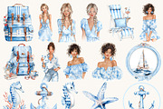 Nautical Beach Summer Clipart, a Seasonal Illustration by BusyDaydesign (Thumbnail 6 of 9)