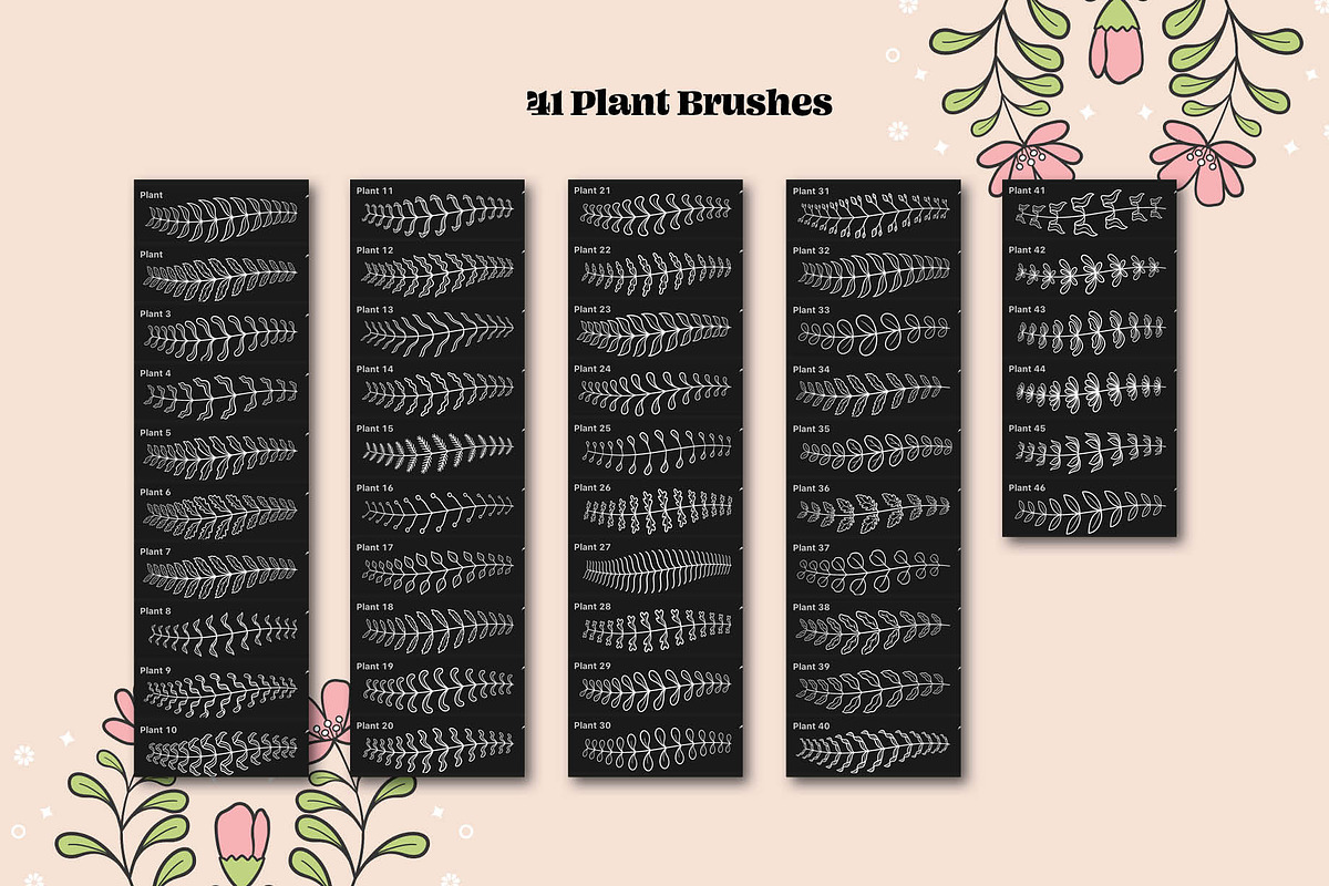 Floral Line Art Set for Procreate, a Brush Add-On by Pencil Twist (Photo 2 of 10)