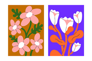 Abstract Flowers Wall Art Posters