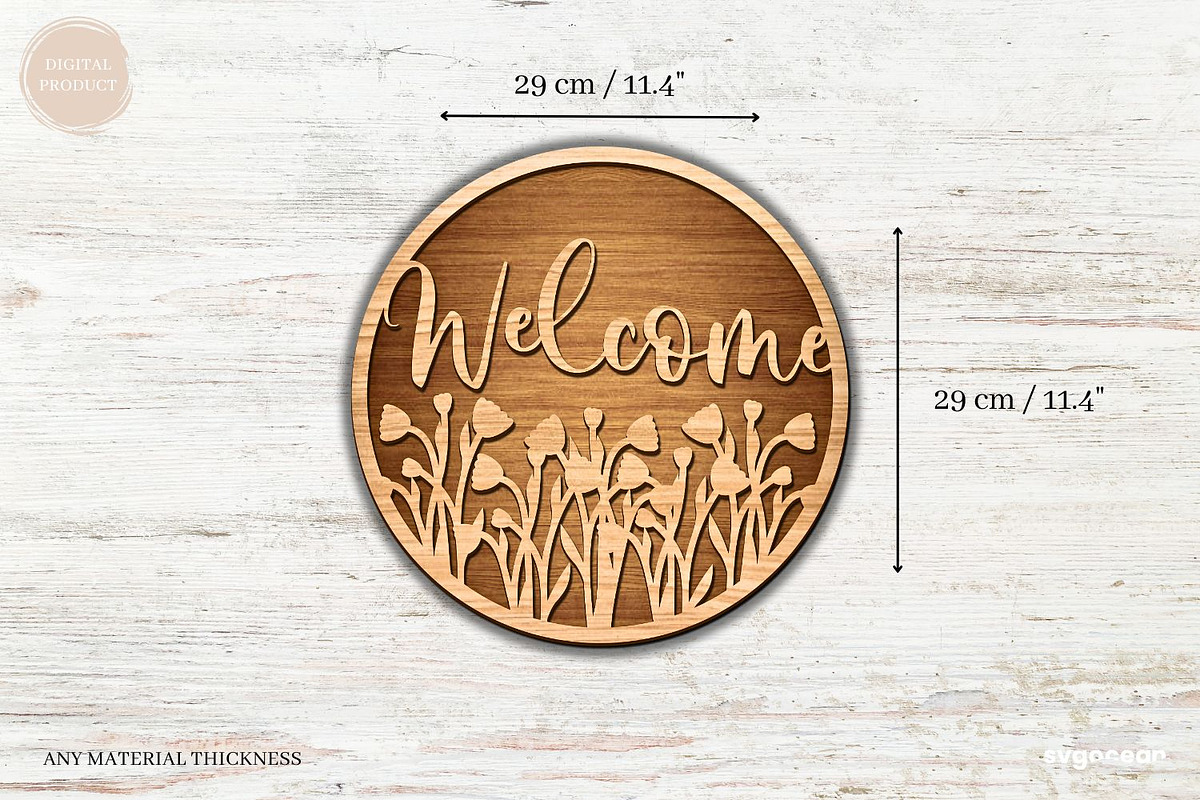 Welcome Floral Door Sign SVG Bundle, a Decorative Illustration by svgocean (Photo 16 of 16)