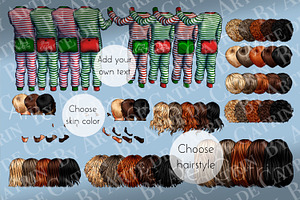 Christmas Pajamas, Family Clipart