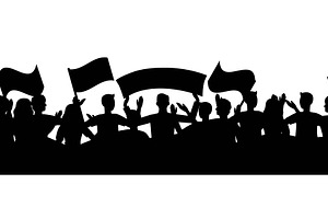 Crowd silhouette protest with flags, a Person Illustration by skripnikbb