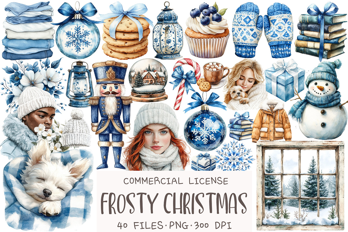 Frosty Christmas Clipart, an Illustration by OK Design (Photo 1 of 5)