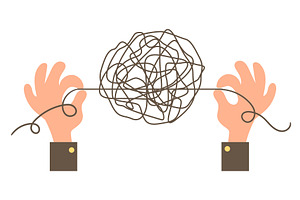 Hands holding large ball of tangled, an Object Illustration by Vectorbuum