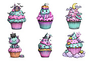 Whimsical Halloween Cupcake Clipart, a Seasonal Illustration by Creative Art (Thumbnail 5 of 7)