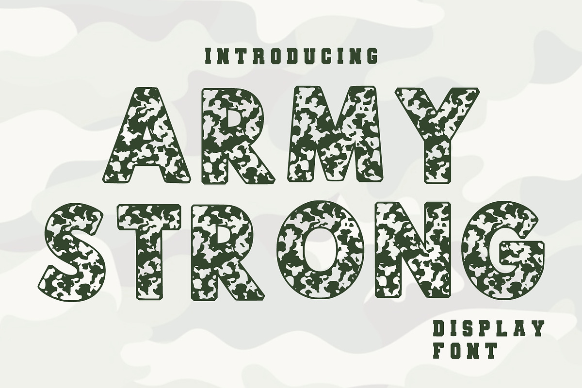 Army Strong Camouflage Display Font, a Blackletter Font by Fourteen Letter (Photo 1 of 4)