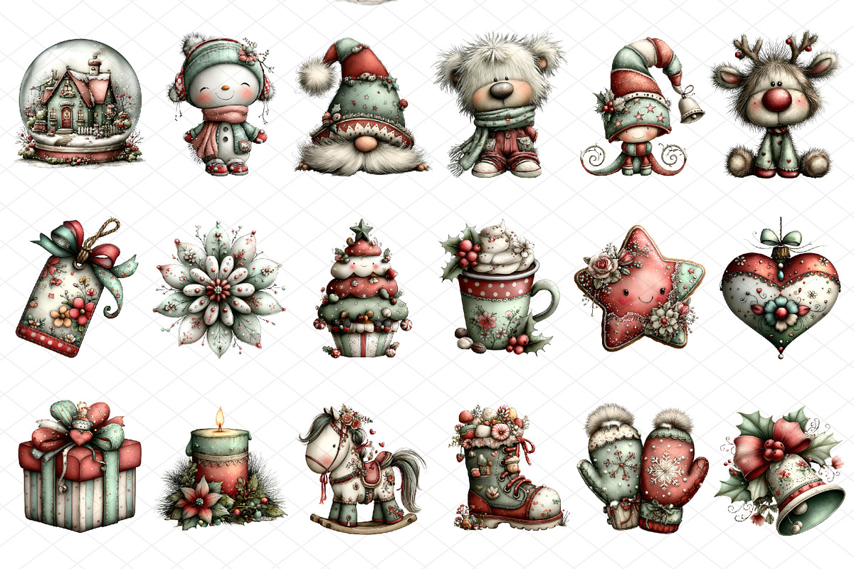 Whimsical Cute Christmas Clipart, an Illustration by cherrydesign (Photo 3 of 4)