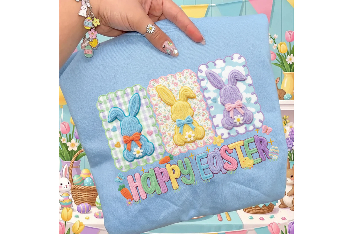 Faux Yarn Happy Easter Png, an Illustration by Designking (Photo 6 of 6)