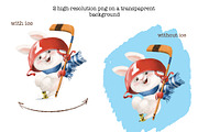Bunny-Rabbit Hockey., an Animal Illustration by sheincar (Thumbnail 2 of 5)