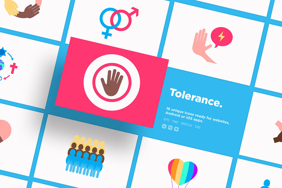 Tolerance | 16 Flat Icons Set, a Solid Icon by Alex Blogoodf (Photo 1 of 12)