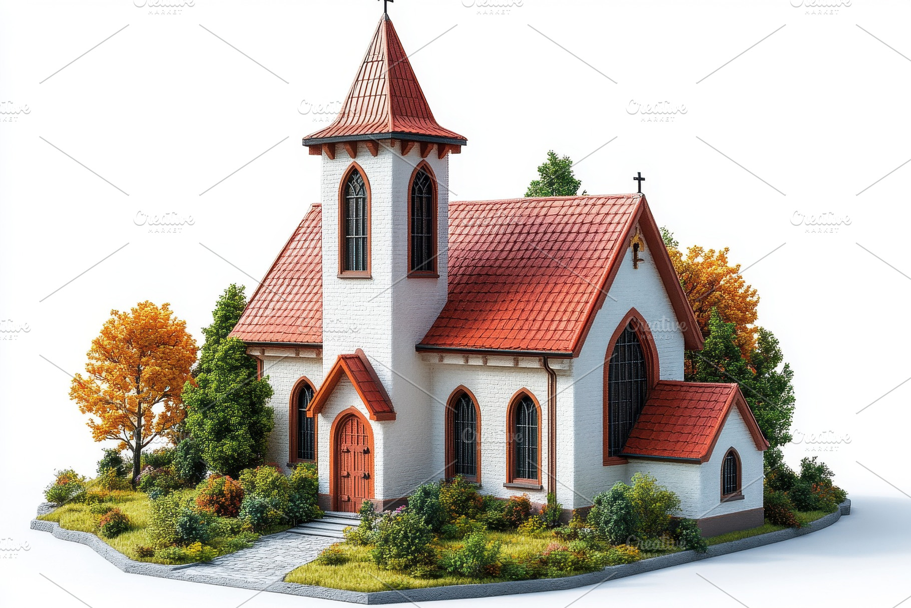 Charming small church surrounded by, a Photo by Tanuart