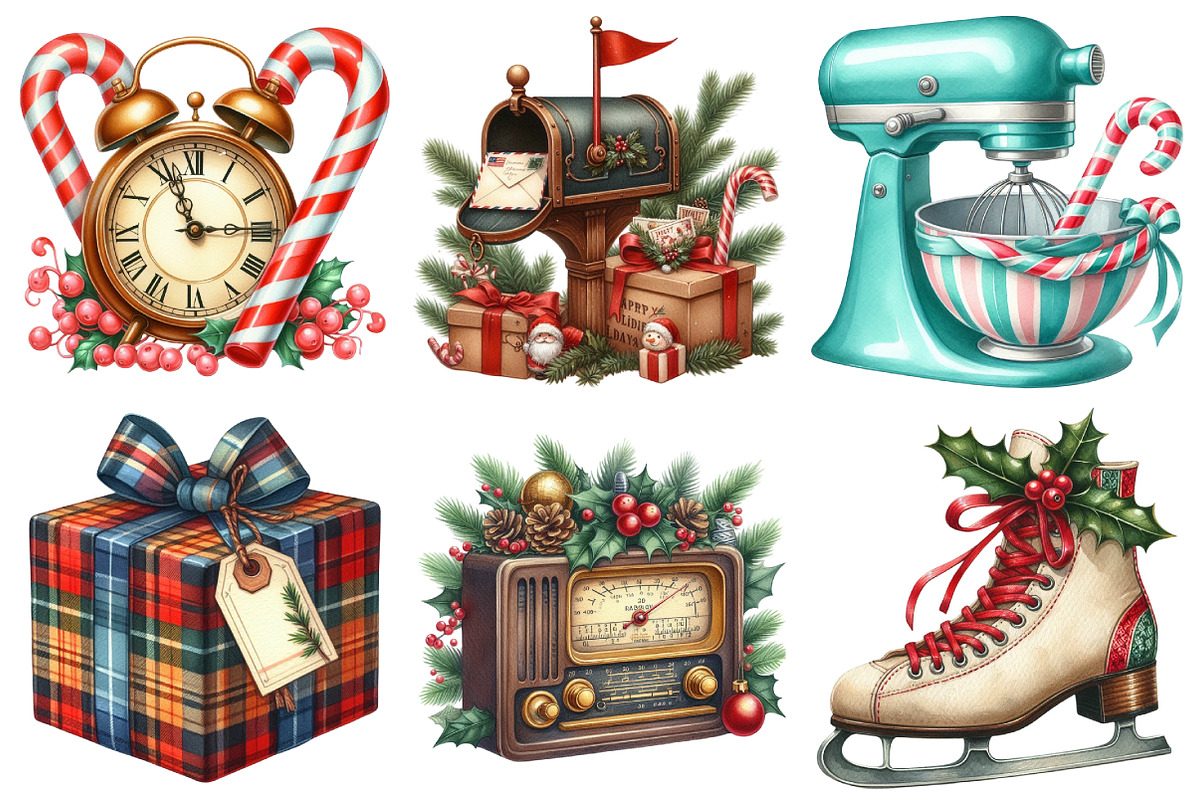 Retro 50's Christmas Clipart, an Illustration by Daily.Designs (Photo 5 of 5)