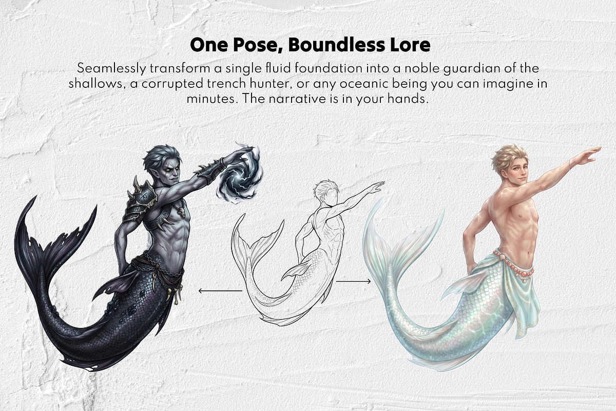 Merman Maker Procreate Stamps Set, a Brush Add-On by Selentaori Studio (Photo 10 of 12)