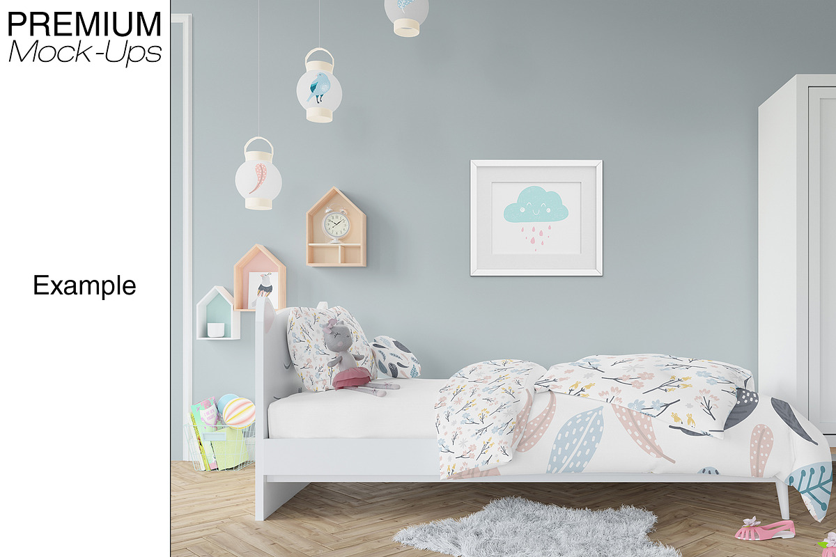 Nursery Bedding, Frame & Wall Mockup, a Household Mockup by mock-ups (Photo 8 of 23)