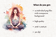 Watercolor Meditation Cliparts, an Illustration by Mash Mash Stickers (Thumbnail 2 of 9)