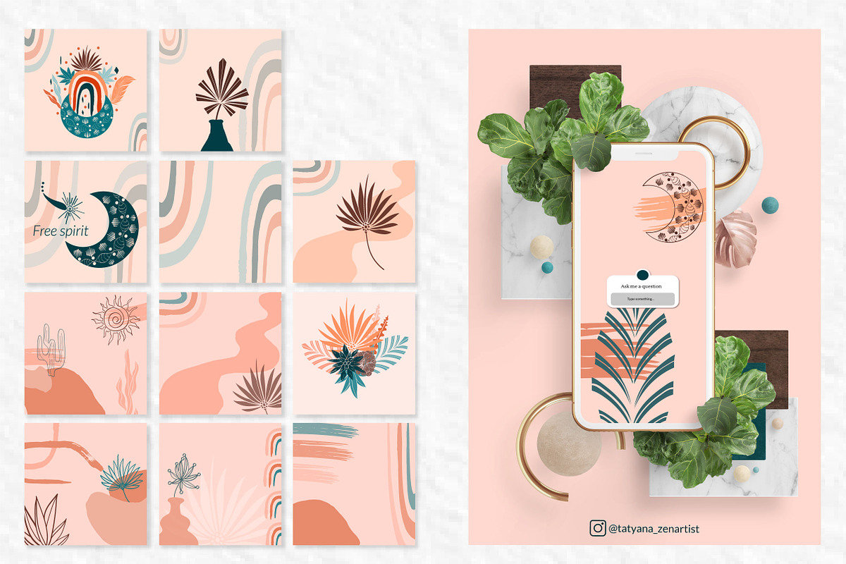 Boho Social Media Stories Layout, a Social Media Template by Tatyana_Zenartist (Photo 4 of 7)