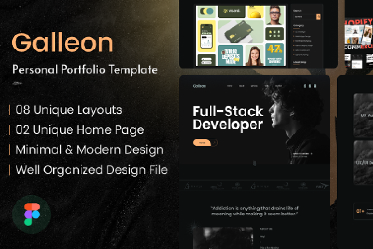 Galleon Personal Portfolio Template, an UI Kit Template by ReformedTech (Photo 1 of 9)