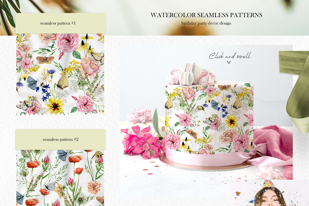Watercolor meadow flowers patterns, a Pattern Graphic by AnnaTkachi (Photo 2 of 6)