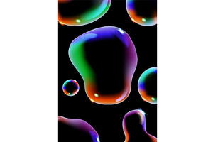 Glowing soap bubbles on black, an Illustration by the8monkey
