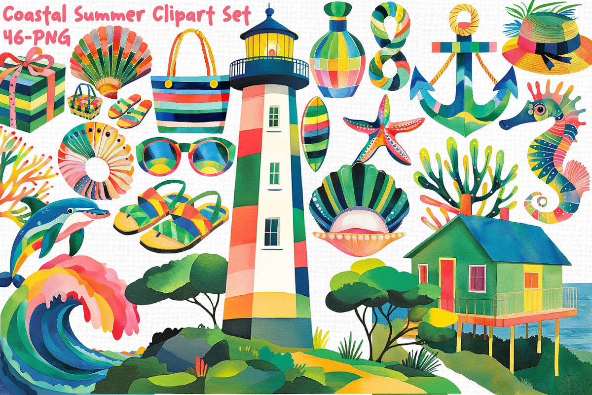 Coastal Summer Clipart Set, an Illustration by Libby Wishes (Photo 1 of 7)