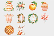 Watercolor Peach One Birthday Clipar, a Seasonal Illustration by Design Market (Thumbnail 5 of 5)