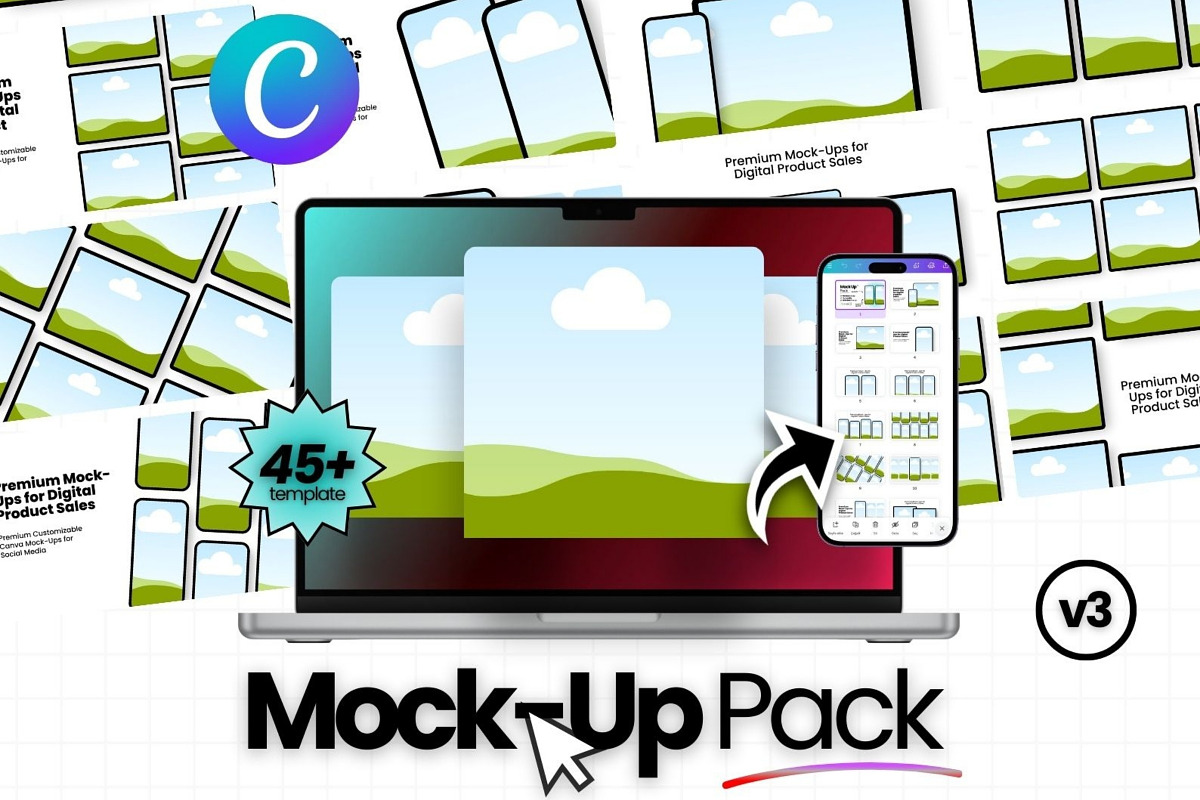 Mock-Up Pack v3 Canva Templates, a Social Media Template by Virall (Photo 1 of 10)