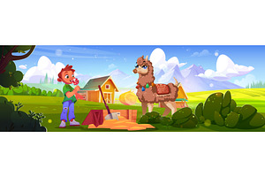 Happy boy eats candy near wooden box, a Person Illustration by art PVP - market