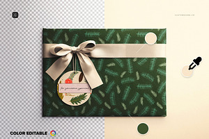 Slim Gift Box Mockup With Bow