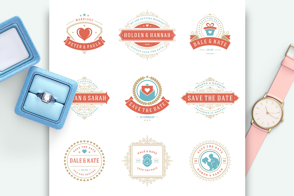 18 Wedding Logos and Badges, a Branding & Logo Template by Vasya Kobelev (Photo 8 of 14)