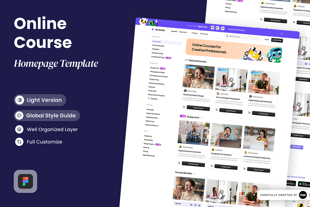 Acme Edu - Online Course Homepage, a Websites & App Template by SLAB! Design (Photo 1 of 3)